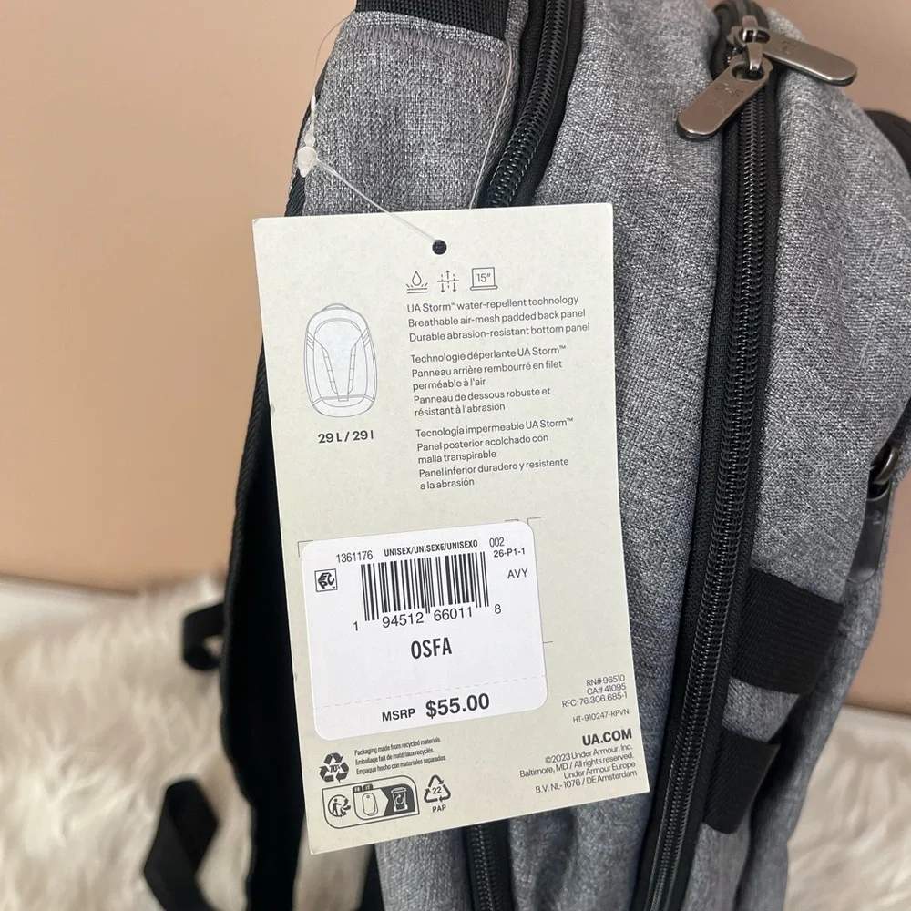 {Under Armour} UA Hustle Backpack in Grey / Black - NWT